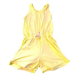 NWOT Zyia Yellow Romper with Waist Cinch Tie and Pockets - Casual Athleisure - M